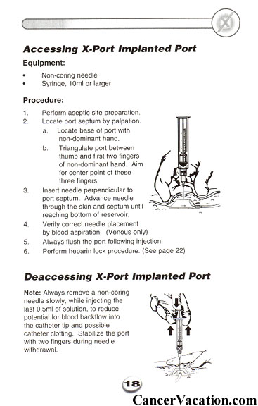 Excerpts from an implanted port manual...