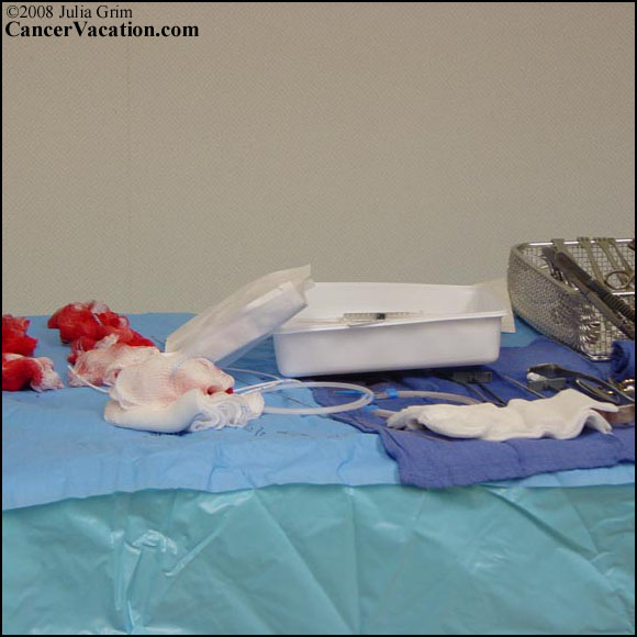 Surgical implements and other tools after an implanted port surgery...