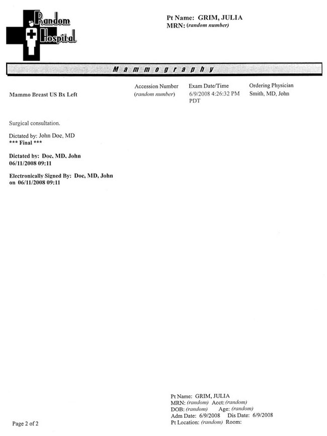 Page two of the initial biopsy...