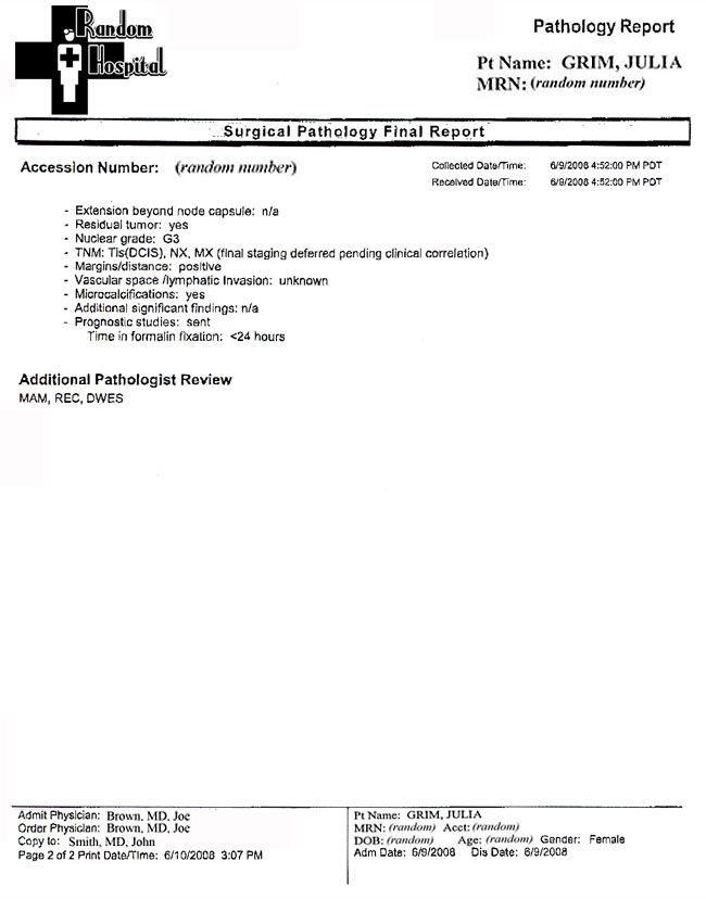 Results from the initial needle biopsy...
